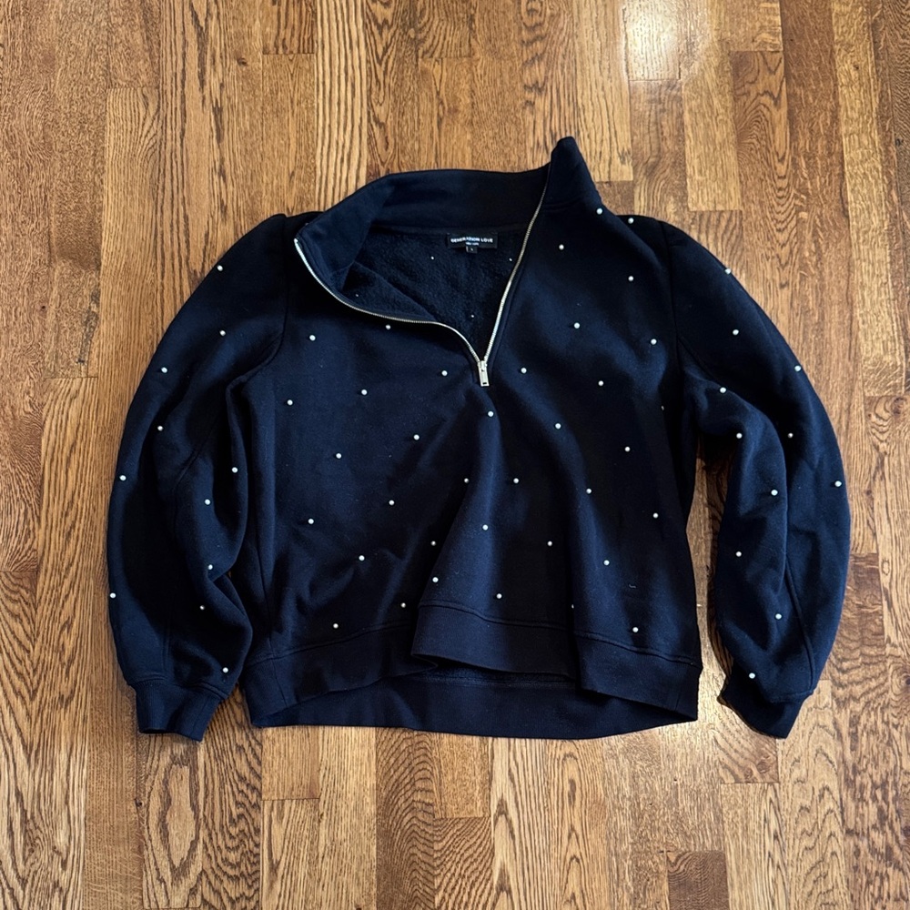 Generation Love Black Zip-Up Sweatshirt with White Accents